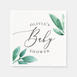 Elegant waterverf greenery botanisch baby shower servet