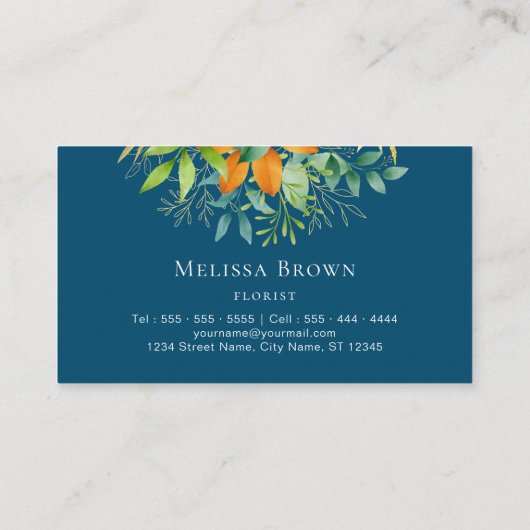 Elegant Waterverf Greenery Bouquet Botanical Blue Klantenkaartje (Achterkant)