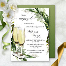 Elegant Waterverf Greenery Champagne Verloving