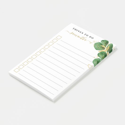 Elegant Waterverf Greenery die wordt geleend om Li Post-it® Notes (Schuin)