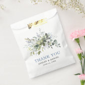 Elegant Waterverf Greenery Dusty Blue Wedding Bedankzakje (Gezegeld)