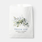 Elegant Waterverf Greenery Dusty Blue Wedding Bedankzakje (Voorkant)
