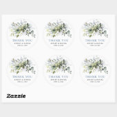 Elegant Waterverf Greenery Dusty Blue Wedding Ronde Sticker (Vel)