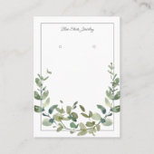 Elegant Waterverf Greenery Earring Display Kaart Visitekaartje (Voorkant)