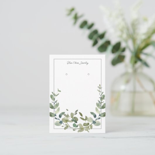 Elegant Waterverf Greenery Earring Display Kaart Visitekaartje (Staand voorkant)