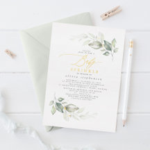 Elegant Waterverf Greenery en Gold Baby Sprinkle