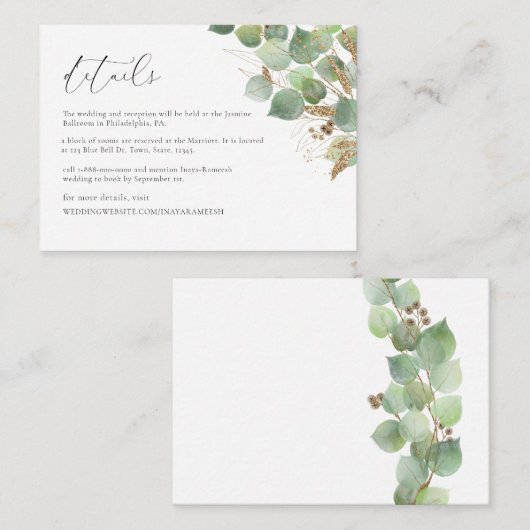 Elegant Waterverf Greenery Enclosure Kaart (Voorkant / Achterkant)