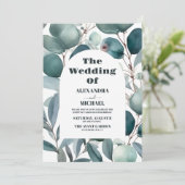 Elegant Waterverf Greenery Eucalyptus Wedding Kaart (Staand voorkant)