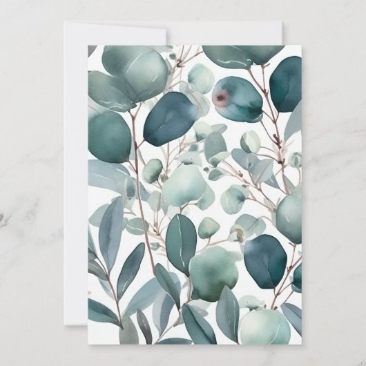 Elegant Waterverf Greenery Eucalyptus Wedding Kaart (Achterkant)
