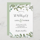 Elegant Waterverf Greenery Eucalyptus Wedding Kaart (Voorkant / Achterkant)