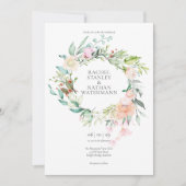 Elegant Waterverf Greenery Floral Photo Wedding Kaart (Voorkant)