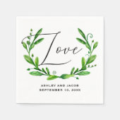 Elegant waterverf greenery floral script bruiloft servet (Voorkant)