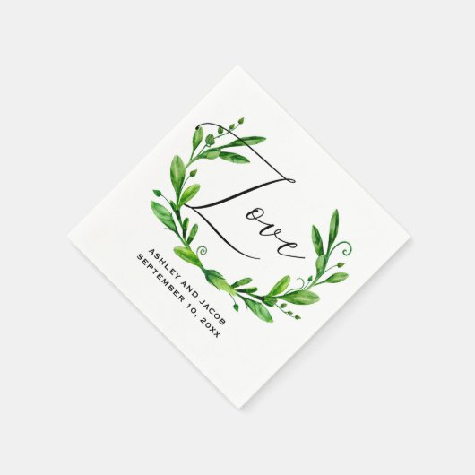 Elegant waterverf greenery floral script bruiloft servet (Hoek)
