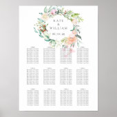 Elegant Waterverf Greenery Floral Seating Plan Poster (Voorkant)