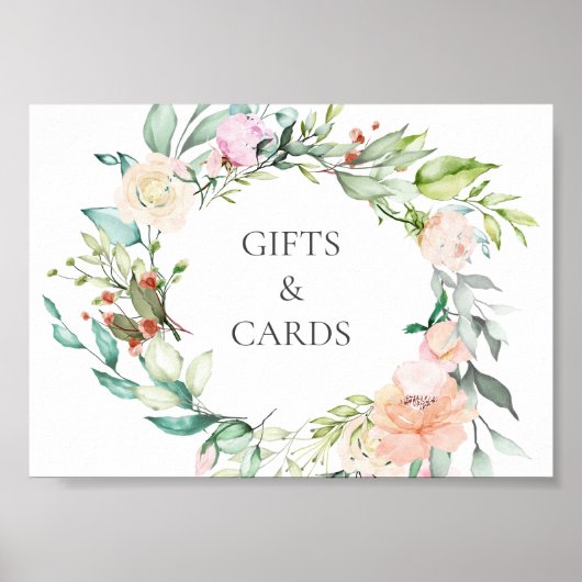 Elegant Waterverf Greenery Floral Wedding Sign Poster (Voorkant)