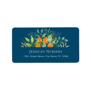 Elegant Waterverf Greenery Foliage Botanical Blue Etiket