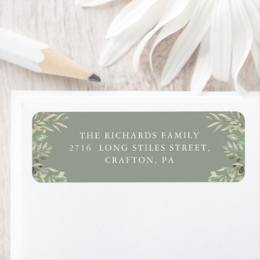 Elegant Waterverf Greenery Foliage Return Address Etiket (Insitu)