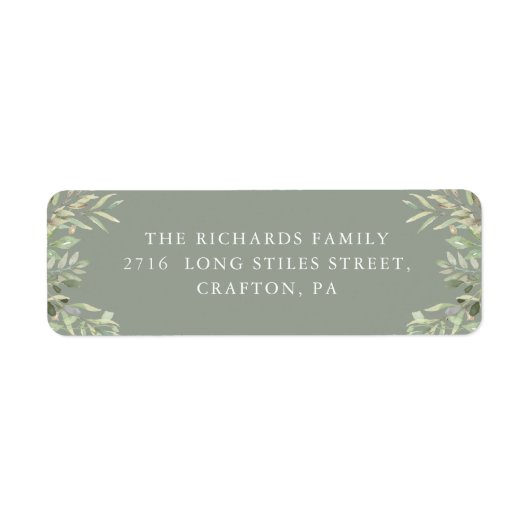 Elegant Waterverf Greenery Foliage Return Address Etiket (Voorkant)