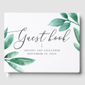 Elegant waterverf greenery foliage script bruiloft gastenboek (Voorkant)
