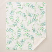 Elegant Waterverf Greenery Foliage Sherpa Deken (Voorkant)