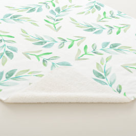 Elegant Waterverf Greenery Foliage Sherpa Deken