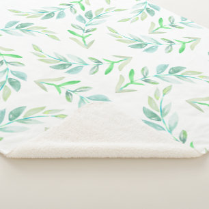 Elegant Waterverf Greenery Foliage Sherpa Deken