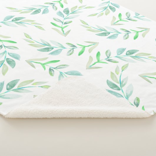 Elegant Waterverf Greenery Foliage Sherpa Deken (3/4)