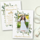 Elegant Waterverf Greenery Foto Quinceanera Kaart