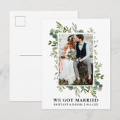 Elegant Waterverf Greenery Foto we zijn getrouwd Briefkaart (Voorkant / Achterkant)