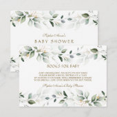 Elegant Waterverf Greenery Gold Books voor Baby Informatiekaartje (Voorkant / Achterkant)