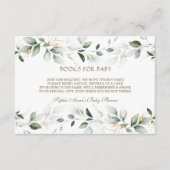 Elegant Waterverf Greenery Gold Books voor Baby Informatiekaartje (Voorkant)