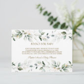 Elegant Waterverf Greenery Gold Books voor Baby Informatiekaartje (Staand voorkant)