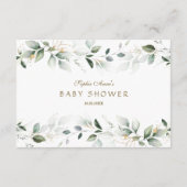 Elegant Waterverf Greenery Gold Books voor Baby Informatiekaartje (Achterkant)