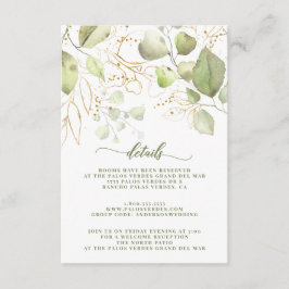 Elegant Waterverf Greenery Gold Floral - Gegevens Informatiekaartje