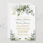Elegant Waterverf Greenery Gold Green Wedding Kaart (Voorkant)