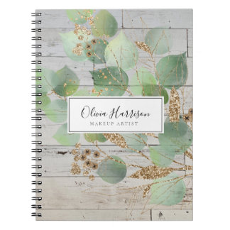 Elegant Waterverf Greenery Gold Leaf Notitieboek