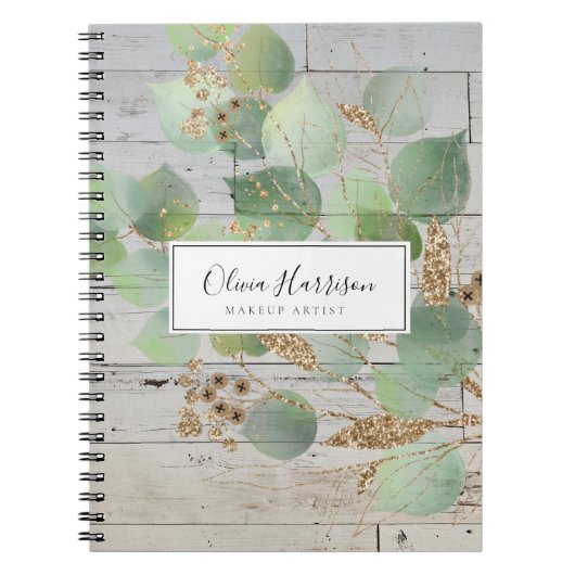 Elegant Waterverf Greenery Gold Leaf Notitieboek (Voorkant)