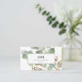 Elegant Waterverf Greenery Gold Leaf Visitekaartje (Staand voorkant)