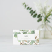 Elegant Waterverf Greenery Gold Leaf Visitekaartje (Staand voorkant)