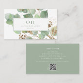 Elegant Waterverf Greenery Gold Leaf Visitekaartje (Voorkant / Achterkant)