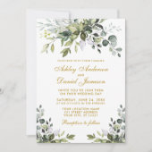 Elegant Waterverf Greenery Gold Wedding Kaart (Voorkant)