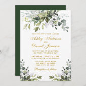 Elegant Waterverf Greenery Gold Wedding Kaart (Voorkant / Achterkant)