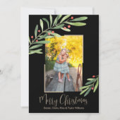 Elegant Waterverf Greenery kerstfoto Feestdagenkaart (Voorkant)
