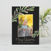 Elegant Waterverf Greenery kerstfoto Feestdagenkaart (Staand voorkant)