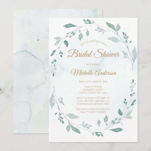 Elegant Waterverf Greenery Leaf Vrijgezellenfeest Kaart (Voorkant / Achterkant)