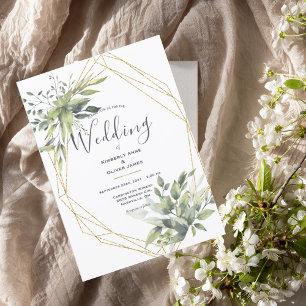 Elegant Waterverf Greenery Modern Wedding Kaart
