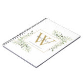 Elegant Waterverf Greenery Monogram Name Notitieboek (Linkerzijde)