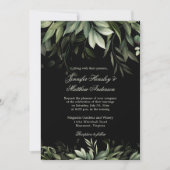 Elegant Waterverf Greenery over zwarte achtergrond Kaart (Voorkant)