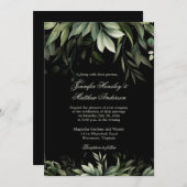 Elegant Waterverf Greenery over zwarte achtergrond Kaart (Voorkant / Achterkant)