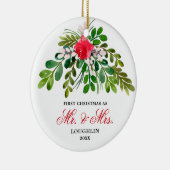 Elegant Waterverf Greenery Passen getrouwd de heer Keramisch Ornament (Rechts)